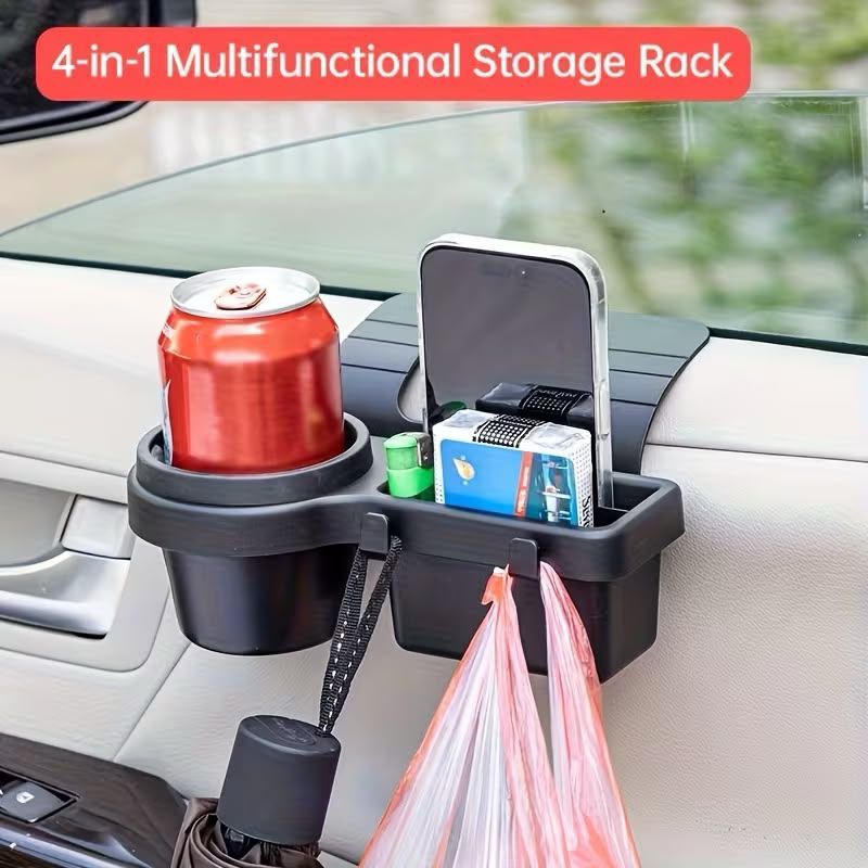 4-in-1 Car Window Storage Organizer , Phone & Cup Holder Tray