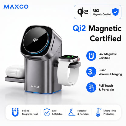 MAXCO 3 in 1 Rotating Wireless Charger