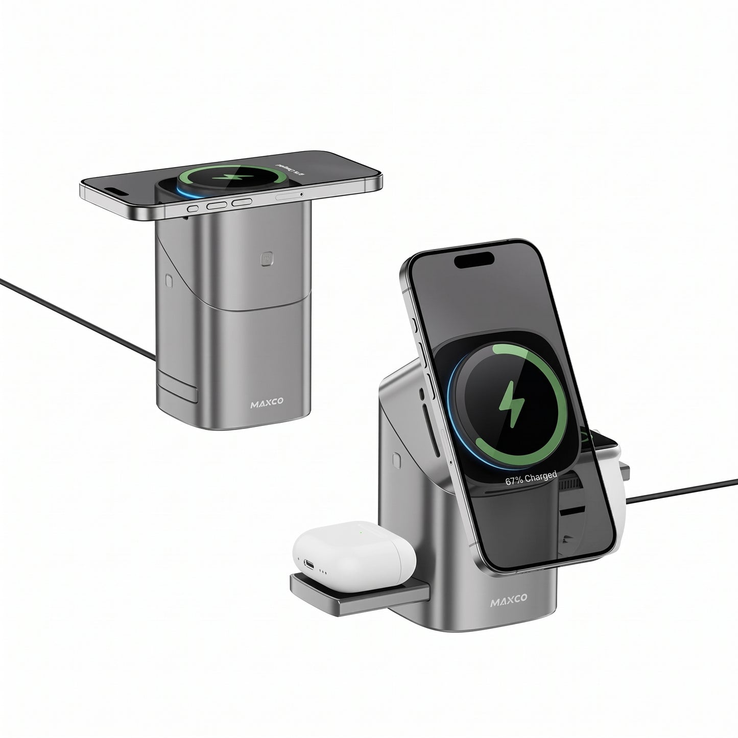 MAXCO 3 in 1 Rotating Wireless Charger
