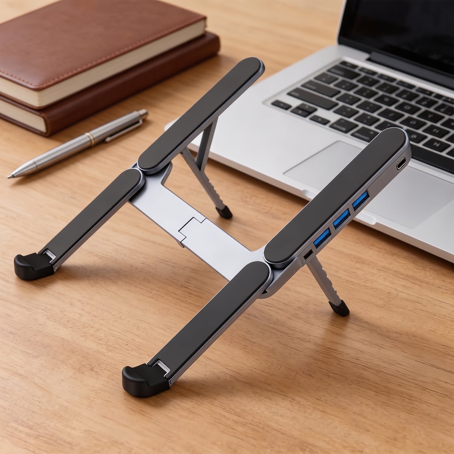 2-in-1 Foldable Laptop Stand & USB-C Docking Station