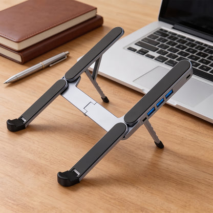 2-in-1 Foldable Laptop Stand & USB-C Docking Station