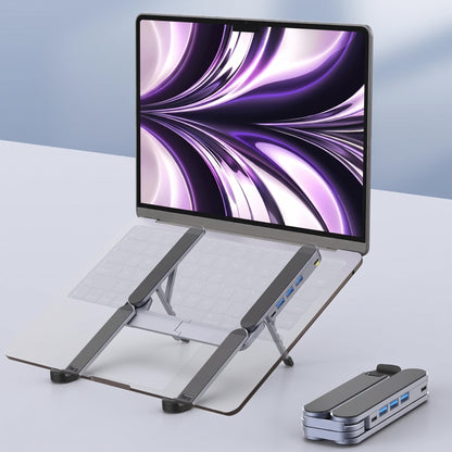 2-in-1 Foldable Laptop Stand & USB-C Docking Station