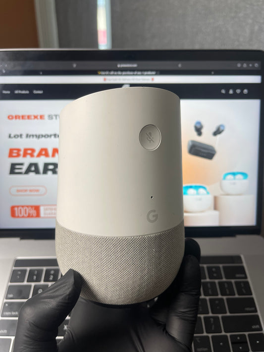 Google Home device promotional torn with original power adopter