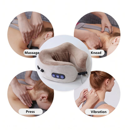 Smart Rechargeable U-Shaped Neck Massage Pillow with 360° Support & Travel Comfort