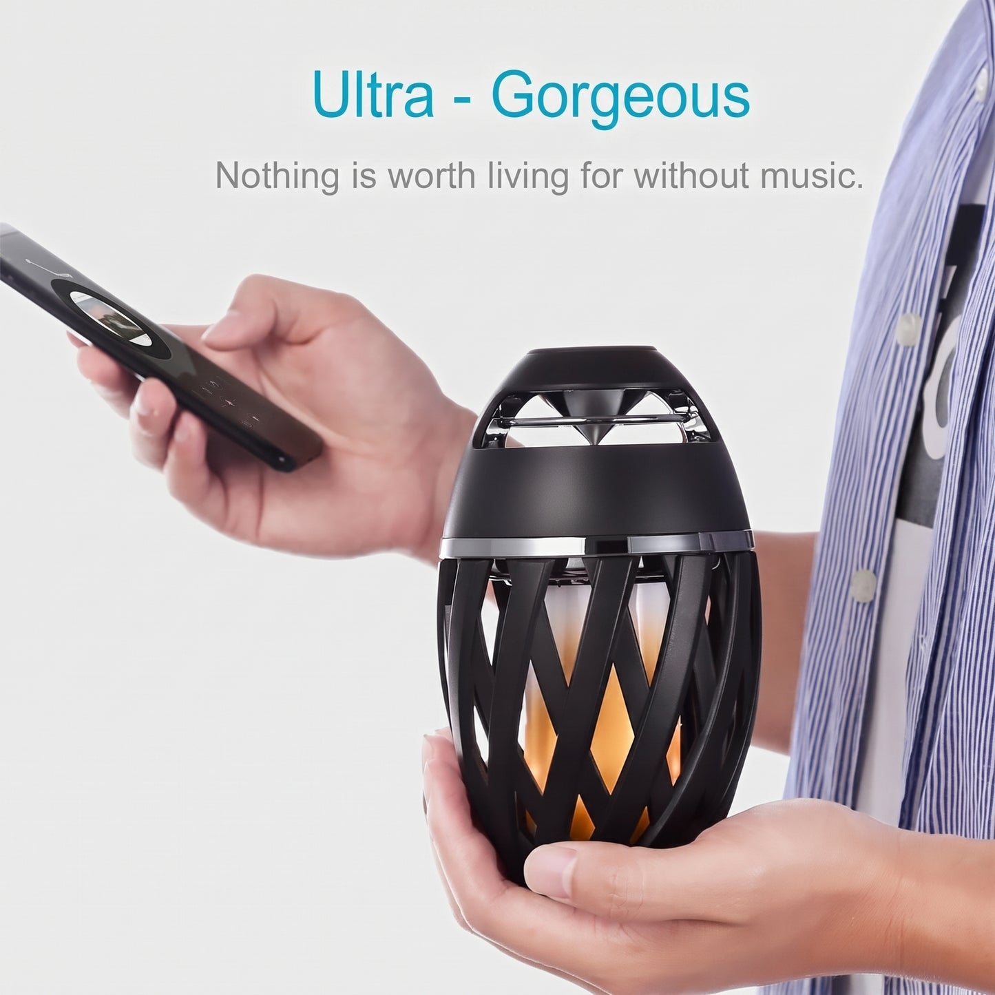 TikiTunes Portable Bluetooth 5.0 Indoor/Outdoor Wireless Speaker, LED Torch Atmospheric Lighting Effects