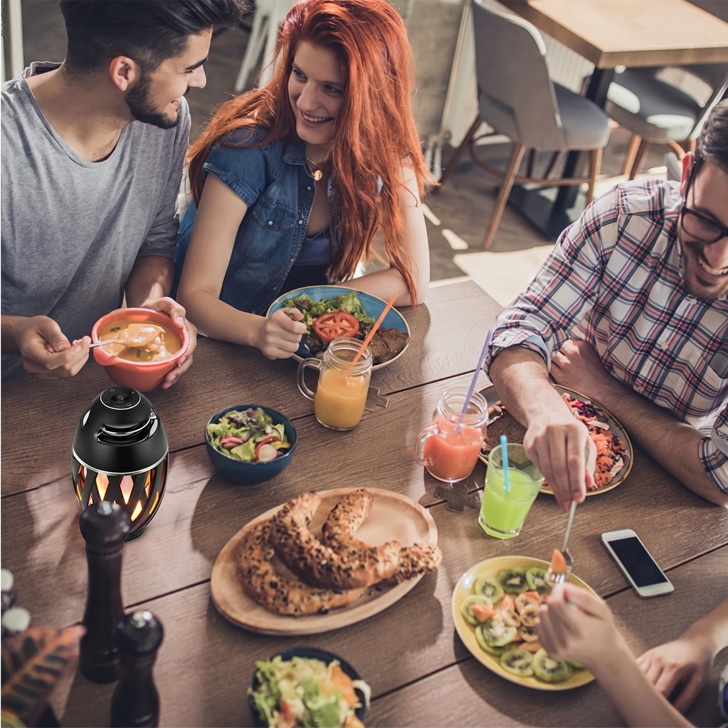 TikiTunes Portable Bluetooth 5.0 Indoor/Outdoor Wireless Speaker, LED Torch Atmospheric Lighting Effects