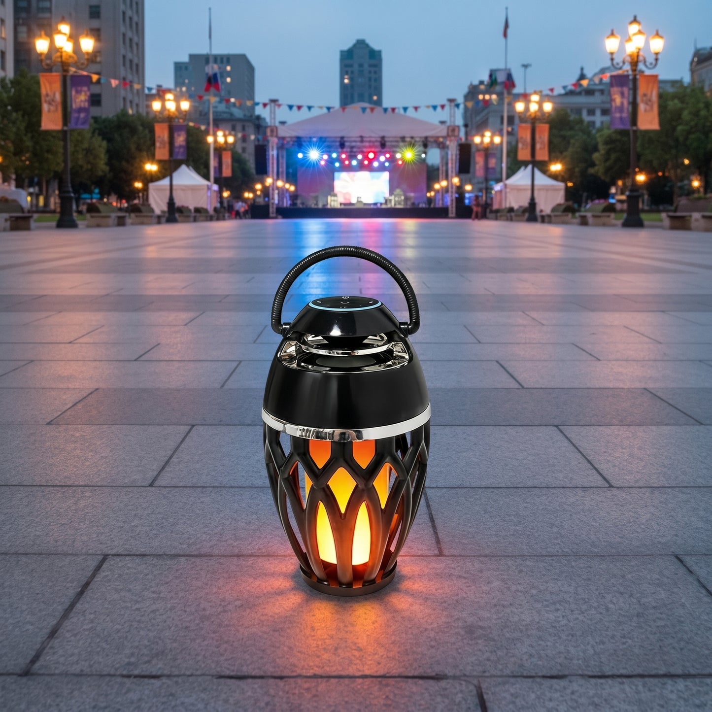 TikiTunes Portable Bluetooth 5.0 Indoor/Outdoor Wireless Speaker, LED Torch Atmospheric Lighting Effects