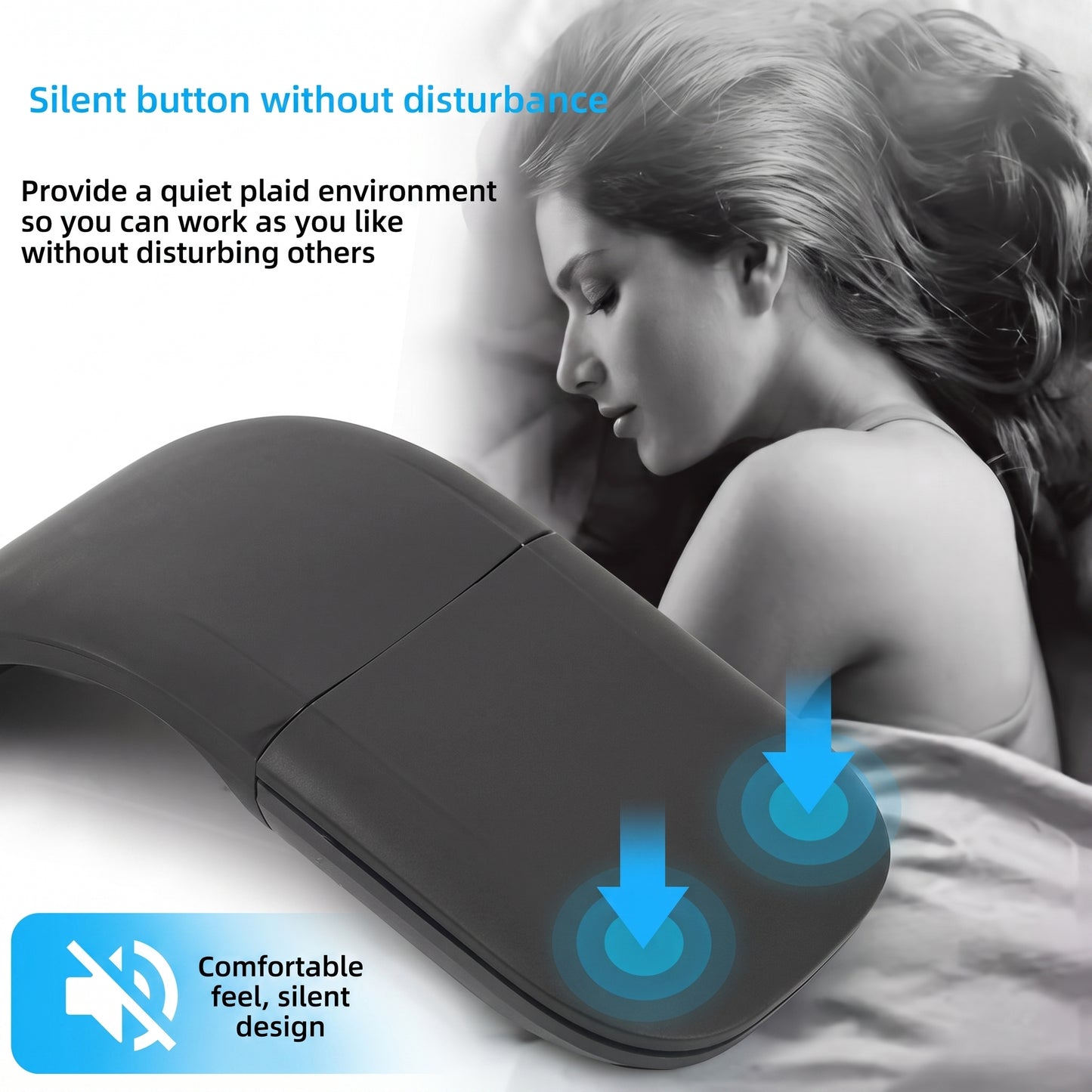 UltraFold Wireless Touch Optical Mouse – Slim, Lightweight & Travel-Friendly Productivity Mouse