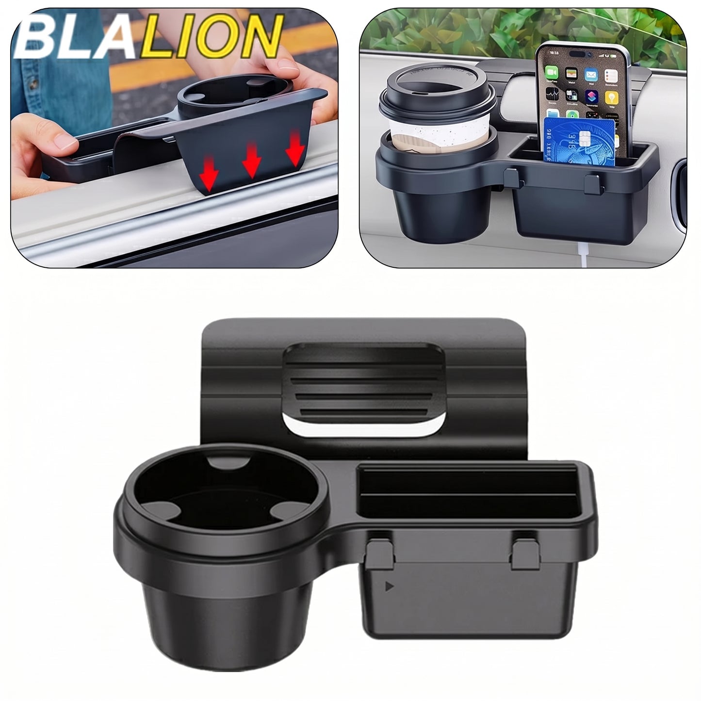4-in-1 Car Window Storage Organizer , Phone & Cup Holder Tray