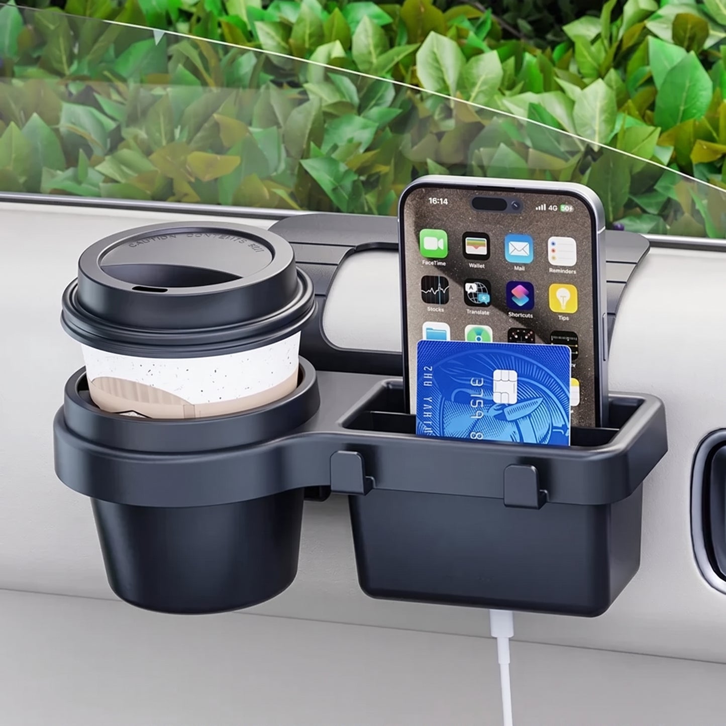 4-in-1 Car Window Storage Organizer , Phone & Cup Holder Tray