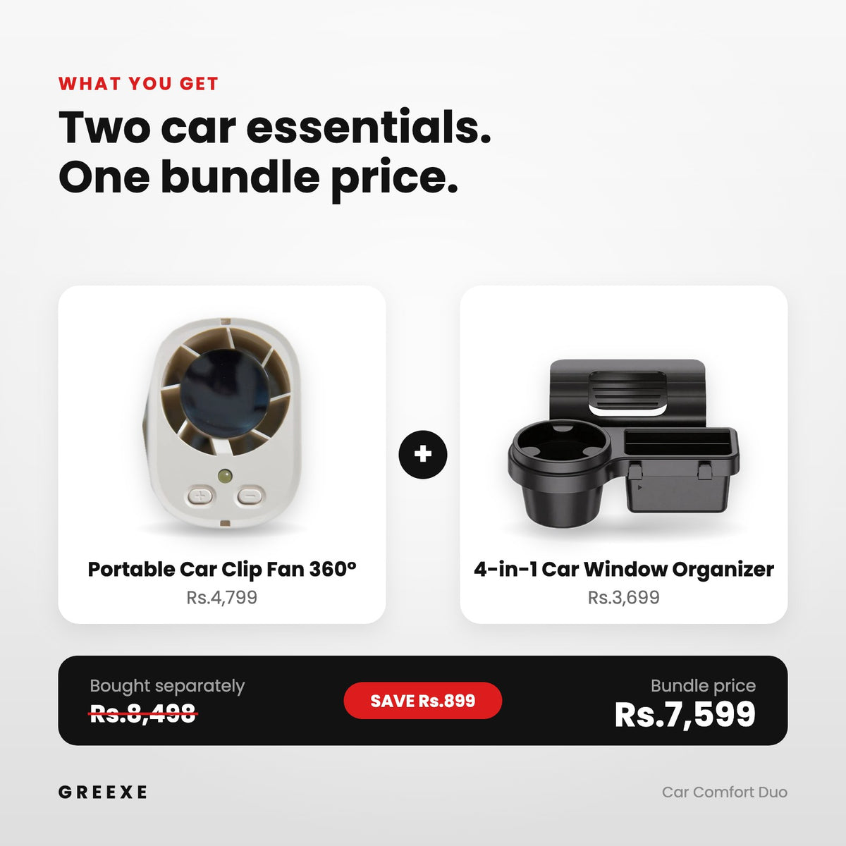 Car Comfort Duo bundle price – Rs.7,599 instead of Rs.8,498 bought separately