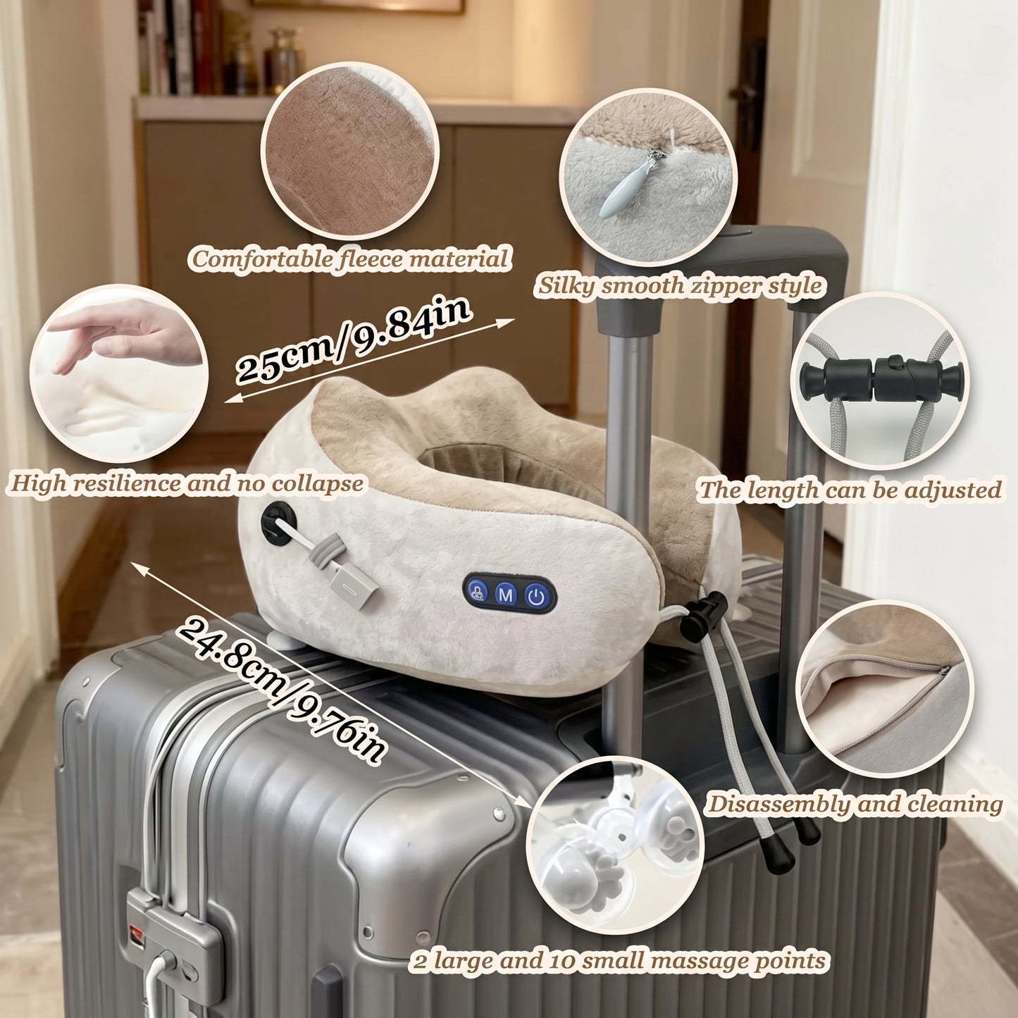 Smart Rechargeable U-Shaped Neck Massage Pillow with 360° Support & Travel Comfort