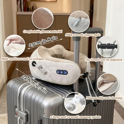 Smart Rechargeable U-Shaped Neck Massage Pillow with 360° Support & Travel Comfort
