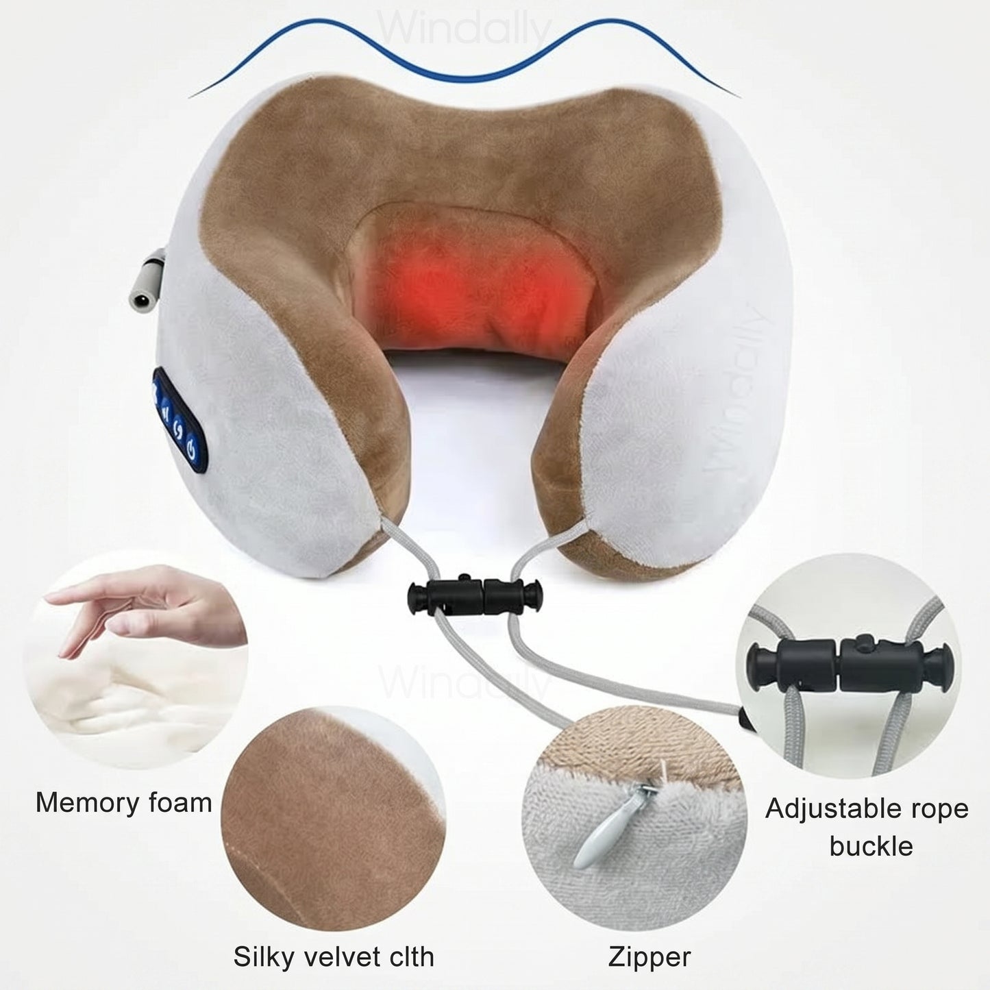 Smart Rechargeable U-Shaped Neck Massage Pillow with 360° Support & Travel Comfort