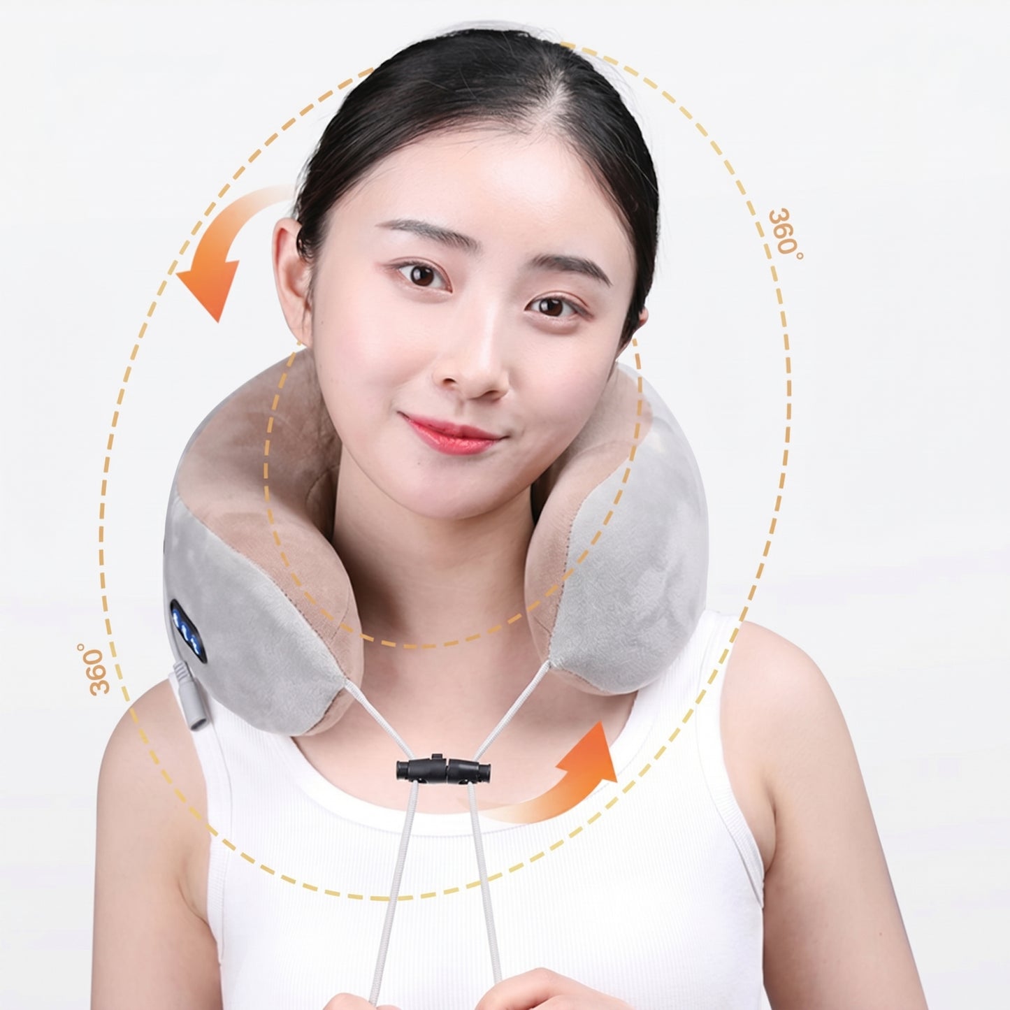 Smart Rechargeable U-Shaped Neck Massage Pillow with 360° Support & Travel Comfort