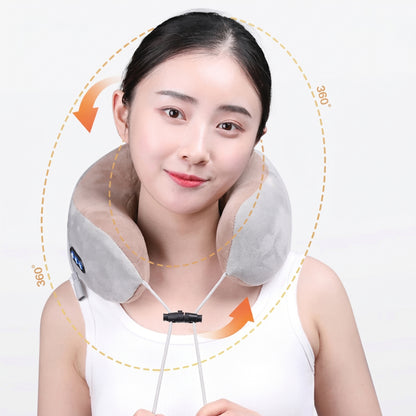 Smart Rechargeable U-Shaped Neck Massage Pillow with 360° Support & Travel Comfort